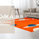 Ultra Soft Area Rug, Non Slip, Stain Resistant, Washable Area Rugs for Living Room, Bedroom, Vibrant Cosmic Educational Cushion(Orange)