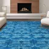 Ultra Soft Area Rug, Non Slip, Stain Resistant, Washable Area Rugs for Living Room, Bedroom, Azure Bowknot Accent Rug: Scalloped Edges, Chic Floor Decor(Blue)