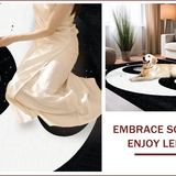 Ultra Soft Area Rug, Non Slip, Stain Resistant, Washable Area Rugs for Living Room, Bedroom, yin yang circle bath(Black)
