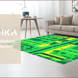 Ultra Soft Area Rug, Non Slip, Stain Resistant, Washable Area Rugs for Living Room, Bedroom, Vibrant Urban Landscape Motif(Green)