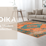 Ultra Soft Area Rug, Non Slip, Stain Resistant, Washable Area Rugs for Living Room, Bedroom, Vibrant Teal and Orange Artistic Pattern(Orange)