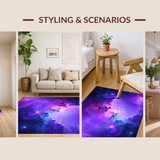 Ultra Soft Area Rug, Non Slip, Stain Resistant, Washable Area Rugs for Living Room, Bedroom, Vivid Celestial Starfield Motif(Purple)