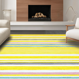 Ultra Soft Area Rug, Non Slip, Stain Resistant, Washable Area Rugs for Living Room, Bedroom, Playful Multi-Hued Stripe Blend(Yellow)