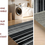 Ultra Soft Area Rug, Non Slip, Stain Resistant, Washable Area Rugs for Living Room, Bedroom, Chic Black and White Geometric Rug, Handcrafted Design for Modern Decor(Black)