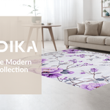 Ultra Soft Area Rug, Non Slip, Stain Resistant, Washable Area Rugs for Living Room, Bedroom, Rustic White Blossom Aesthetic(Purple)