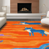 Ultra Soft Area Rug, Non Slip, Stain Resistant, Washable Area Rugs for Living Room, Bedroom, Cartoon Animal Whimsy Pattern(Orange)