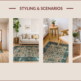 Ultra Soft Area Rug, Non Slip, Stain Resistant, Washable Area Rugs for Living Room, Bedroom, Artisanal Earthy Toned Motif(Beige)