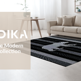 Ultra Soft Area Rug, Non Slip, Stain Resistant, Washable Area Rugs for Living Room, Bedroom, Luxurious Black Animal Motif(Black)