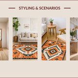 Ultra Soft Area Rug, Non Slip, Stain Resistant, Washable Area Rugs for Living Room, Bedroom, Tribal Warm Earthy Aesthetic(Orange)