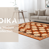Ultra Soft Area Rug, Non Slip, Stain Resistant, Washable Area Rugs for Living Room, Bedroom, Elegant Floral Geometric Fusion(Orange)