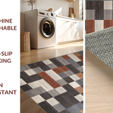 Ultra Soft Area Rug, Non Slip, Stain Resistant, Washable Area Rugs for Living Room, Bedroom, Rustic Warm Tones Geometric Fabrication(Gray)