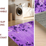 Ultra Soft Area Rug, Non Slip, Stain Resistant, Washable Area Rugs for Living Room, Bedroom, Trendy Purple Blossom Theme(Purple)
