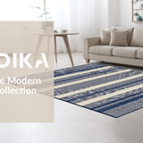 Ultra Soft Area Rug, Non Slip, Stain Resistant, Washable Area Rugs for Living Room, Bedroom, Whimsical Nautical Stripe Composition(Blue)
