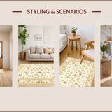 Ultra Soft Area Rug, Non Slip, Stain Resistant, Washable Area Rugs for Living Room, Bedroom, Rustic Vintage Botanical Design(Beige)