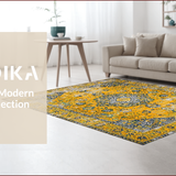 Ultra Soft Area Rug, Non Slip, Stain Resistant, Washable Area Rugs for Living Room, Bedroom, Elegant Vintage Medallion Aesthetic(Yellow)