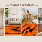 Ultra Soft Area Rug, Non Slip, Stain Resistant, Washable Area Rugs for Living Room, Bedroom, Artful Optical Trickery Display(Orange)