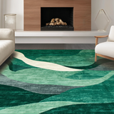 Ultra Soft Area Rug, Non Slip, Stain Resistant, Washable Area Rugs for Living Room, Bedroom, Sleek Blue-Gray Linear Arrangement(Green)