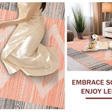 Ultra Soft Area Rug, Non Slip, Stain Resistant, Washable Area Rugs for Living Room, Bedroom, Fresh Coastal Striped Appeal(Orange)