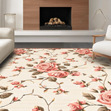 Ultra Soft Area Rug, Non Slip, Stain Resistant, Washable Area Rugs for Living Room, Bedroom, Rustic Earthy Rose Pattern(Beige)