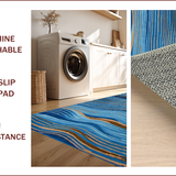 Ultra Soft Area Rug, Non Slip, Stain Resistant, Washable Area Rugs for Living Room, Bedroom, Vibrant Multi-Tonal Organic Flow(Blue)