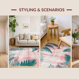 Ultra Soft Area Rug, Non Slip, Stain Resistant, Washable Area Rugs for Living Room, Bedroom, Striking Retro Diamond Layout(Pink)