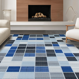 Ultra Soft Area Rug, Non Slip, Stain Resistant, Washable Area Rugs for Living Room, Bedroom, Elegant Abstract Tiled Pattern(Blue)