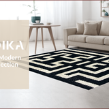 Ultra Soft Area Rug, Non Slip, Stain Resistant, Washable Area Rugs for Living Room, Bedroom, Greek Key Black Stair Treads Stain Resistant(Black)