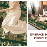 Ultra Soft Area Rug, Non Slip, Stain Resistant, Washable Area Rugs for Living Room, Bedroom, Rustic Earthy Patchwork Aesthetic(Green)