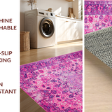 Ultra Soft Area Rug, Non Slip, Stain Resistant, Washable Area Rugs for Living Room, Bedroom, Vibrant Floral Medallion Elegance(Pink)