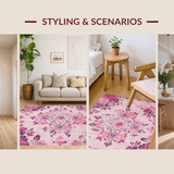 Ultra Soft Area Rug, Non Slip, Stain Resistant, Washable Area Rugs for Living Room, Bedroom, Contemporary Vibrant Nature Scene(Pink)