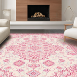 Ultra Soft Area Rug, Non Slip, Stain Resistant, Washable Area Rugs for Living Room, Bedroom, Luxurious Paisley Velvet Motif(Pink)