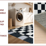 Ultra Soft Area Rug, Non Slip, Stain Resistant, Washable Area Rugs for Living Room, Bedroom, checkered shaggy high pile(Black)