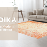 Ultra Soft Area Rug, Non Slip, Stain Resistant, Washable Area Rugs for Living Room, Bedroom, Chic Minimalist Cream Graphics(Orange)