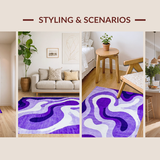 Ultra Soft Area Rug, Non Slip, Stain Resistant, Washable Area Rugs for Living Room, Bedroom, Stylish Funky Gradient Style(Purple)