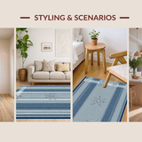 Ultra Soft Area Rug, Non Slip, Stain Resistant, Washable Area Rugs for Living Room, Bedroom, Modern Linear Nautical Design(Blue)