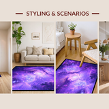 Ultra Soft Area Rug, Non Slip, Stain Resistant, Washable Area Rugs for Living Room, Bedroom, Brilliant Night Sky Tapestry Style(Purple)