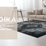 Ultra Soft Area Rug, Non Slip, Stain Resistant, Washable Area Rugs for Living Room, Bedroom, Elegant Monochrome Retro Pattern(Gray)