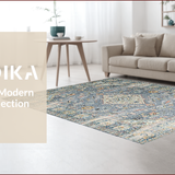 Ultra Soft Area Rug, Non Slip, Stain Resistant, Washable Area Rugs for Living Room, Bedroom, Sophisticated Low-Profile Geometric Design(Gray)