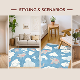 Ultra Soft Area Rug, Non Slip, Stain Resistant, Washable Area Rugs for Living Room, Bedroom, Adorable Child-Friendly Animal Patterns(Blue)