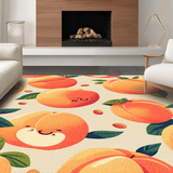 Ultra Soft Area Rug, Non Slip, Stain Resistant, Washable Area Rugs for Living Room, Bedroom, Charming Playful Peach Motif(Orange)