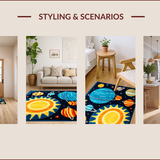 Ultra Soft Area Rug, Non Slip, Stain Resistant, Washable Area Rugs for Living Room, Bedroom, Colorful Solar System Playroom Non-Slip Kids Carpet(Blue)