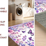 Ultra Soft Area Rug, Non Slip, Stain Resistant, Washable Area Rugs for Living Room, Bedroom, Playful Pastel Garden Scene(Purple)