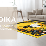 Ultra Soft Area Rug, Non Slip, Stain Resistant, Washable Area Rugs for Living Room, Bedroom, Bright Cheerful Pollinator Theme(Yellow)