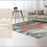Ultra Soft Area Rug, Non Slip, Stain Resistant, Washable Area Rugs for Living Room, Bedroom, Vibrant Rustic Trellis Arrangement(Blue)