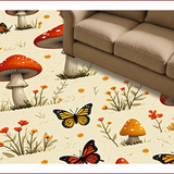 Ultra Soft Area Rug, Non Slip, Stain Resistant, Washable Area Rugs for Living Room, Bedroom, Unique Mushroom Spring Kitchen Decor(Beige)