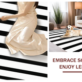 Ultra Soft Area Rug, Non Slip, Stain Resistant, Washable Area Rugs for Living Room, Bedroom, Monochrome Cabana Striped Woven Rug for Entryway Chic Home Decor(Black)