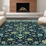 Ultra Soft Area Rug, Non Slip, Stain Resistant, Washable Area Rugs for Living Room, Bedroom, Striking Central Medallion Design(Blue)