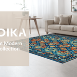 Ultra Soft Area Rug, Non Slip, Stain Resistant, Washable Area Rugs for Living Room, Bedroom, Chic Transitional Ogee Pattern(Blue)