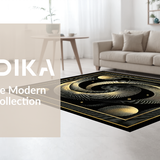 Ultra Soft Area Rug, Non Slip, Stain Resistant, Washable Area Rugs for Living Room, Bedroom, Dynamic Abstract Visual Rhythm(Gold)