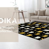 Ultra Soft Area Rug, Non Slip, Stain Resistant, Washable Area Rugs for Living Room, Bedroom, Rustic Black Animal Motif Decor(Black)